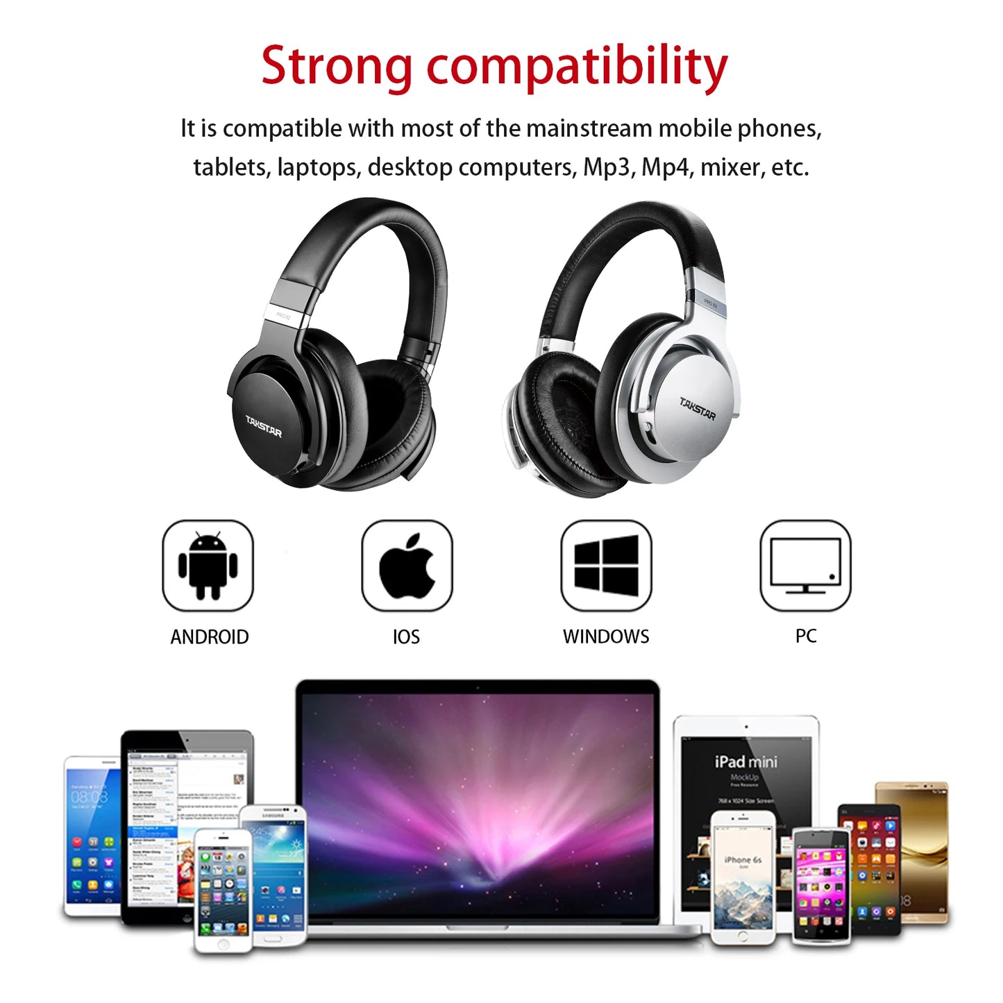 Takstar PRO82 Professional Monitor Headphones – HiFi Stereo Wired Studio Headset for Recording, Gaming & Bass-Adjustable Precision Sound