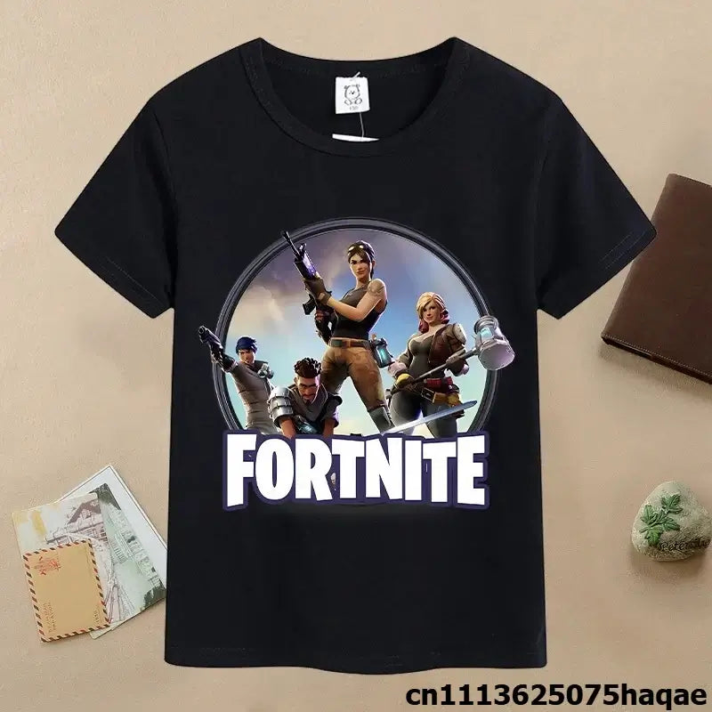 Summer Fortnites Children T-shirt Cartoon Game Figure Printed T-shirt Boys Casual Sports T-shirt Short Sleeves Kids Clothing