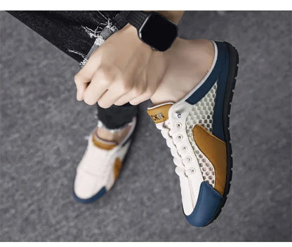 Sapatilhas desportivas casuais slip-on com atacadores para homem, em malha respirável, unissexo, para primavera e outono, corte baixo, sola plana e calçar rápido e fácil