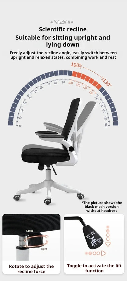 Ergonomic Recliner Computer Chair, Adjustable Swivel Office Gaming Chair with Wheels, Comfortable Lounge Accent Chair for Home Office & Living Room