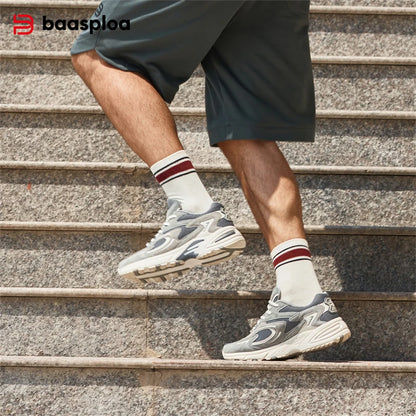 Baasploa Nieuwe hardloopschoenen voor heren, outdoor, modieus, lichtgewicht sportschoenen van mesh, casual herenschoenen, ademend, antislip wandelschoenen