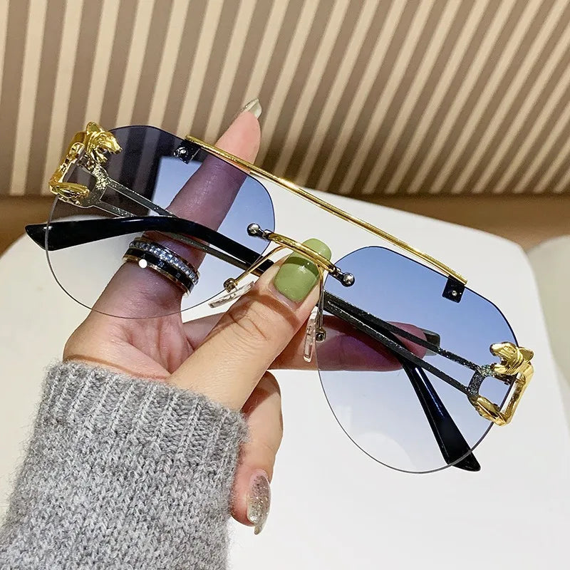 Dámské sluneční brýle bez obrouček, luxusní značkové, vintage, UV400, pánské sluneční brýle, Lunette, Shades De Soleil, Femme, Gafas De Sol Mujer, Lentes