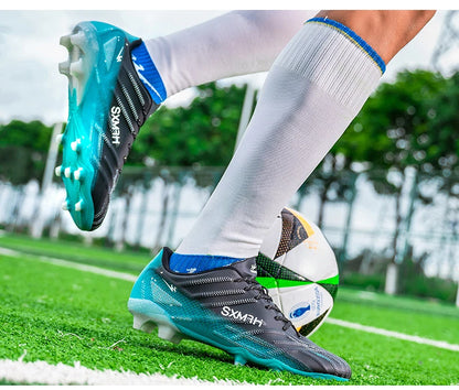Chaussures de football Double Star Adult Youth AG : crampons antidérapants et résistants pour gazon artificiel et naturel, pour l'entraînement et les matchs, hommes et femmes