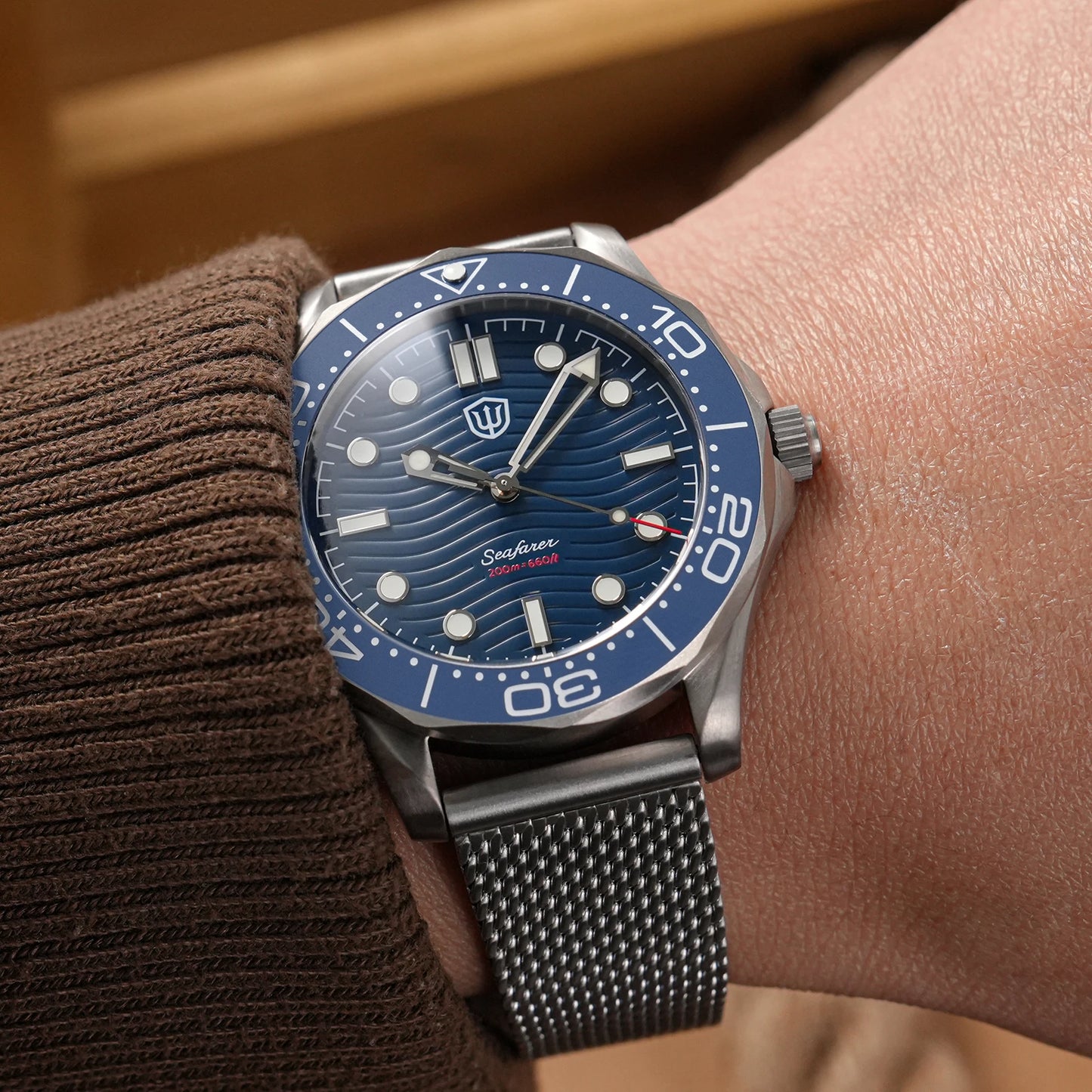 Watchdives 42mm Seafarer Grade 2 Titanium NTTD Dive Watch WD007Q V2 VH31 Sweep Second Quartz Movement Luminous Sapphire Watches