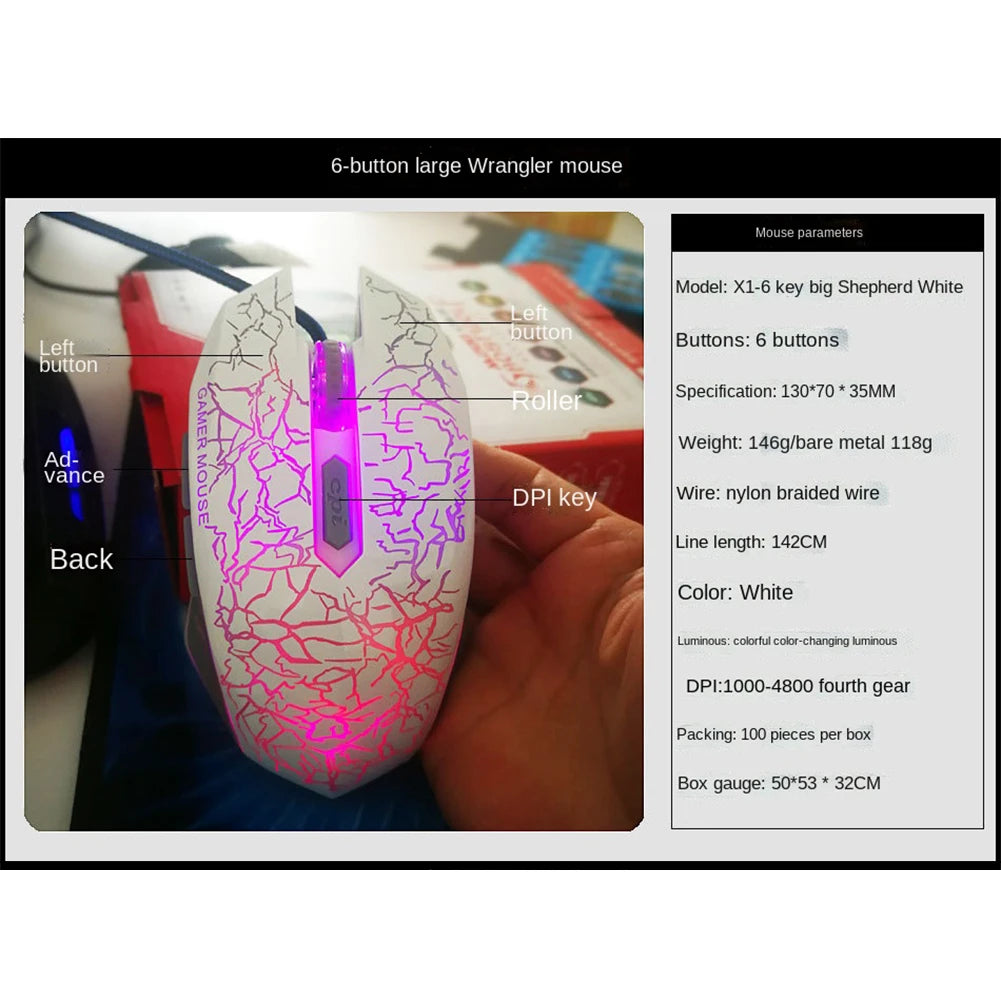 USB Wired Mouse Mouse Gamer LED Computer Gaming Mouse Colorful Professional Ultra-precise Game For Dota 2 For LOL Gamer 2400 DPI