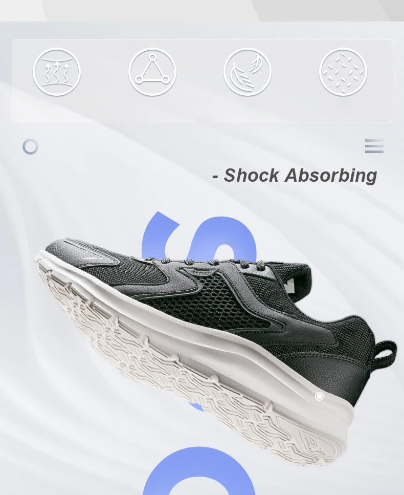 Xtep Sports Shoes Men's Mesh Breathable Running Shoes Winter Marathon Black White Men's Sports Shoes Sneakers Man 879119110110