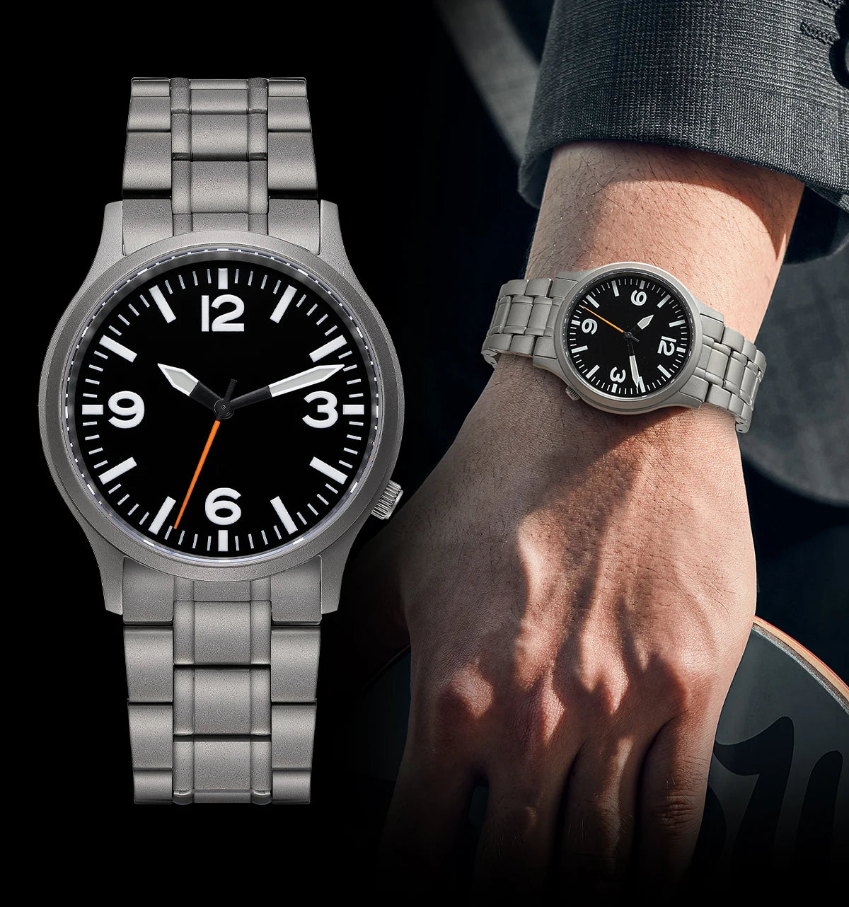 BERNY Full Titanium Watches for Men Super Luminous Sapphire Sports Field Quartz Men's Watch VH31 Wristwatch 5ATM Easy Read