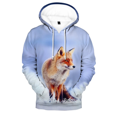 Populära hiphop-hoodies med ny 3D-rävprint, bekväma sweatshirts för män/kvinnor och vuxna/barn, avslappnade pullovers