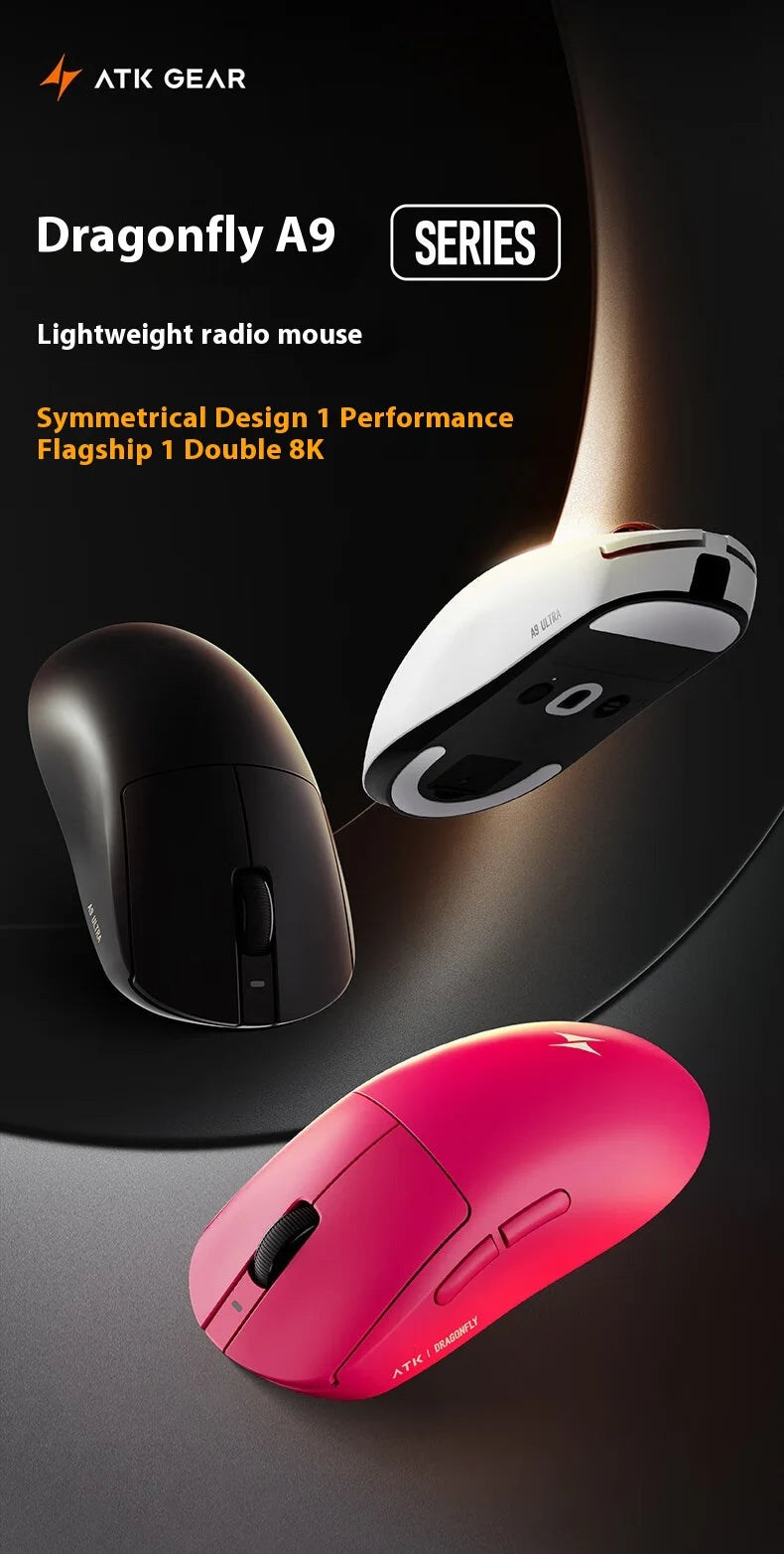 Mouse da gaming wireless ATK A9 Ultra Tri Mode 8K, 53g, ultraleggero, A9/A9 SE/A9 Plus/A9 Pro, mouse da gaming e-sport per PC, regalo personalizzato