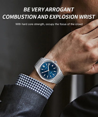2025 SPECHT&SOHNE New Rubber Strap Fashion Quartz Watches For Men Stainless Steel Watch Ice Blue Luminous Sapphire Crystal 5BAR