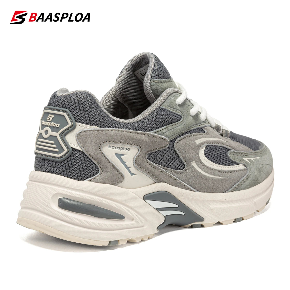 Baasploa Nieuwe hardloopschoenen voor heren, outdoor, modieus, lichtgewicht sportschoenen van mesh, casual herenschoenen, ademend, antislip wandelschoenen