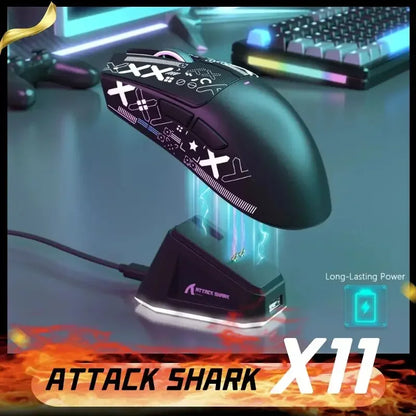 ATTACK SHARK X11 Wireless Gaming Mouse with Charging Dock, PAW3311 Sensor, 22,000 DPI, Tri-Mode Bluetooth 2.4G & Wired Gaming Mouse