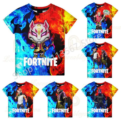 Youth F-Fortnited T-shirt Battle Game Adults Short Sleeve Summer Tees for Teen Boys and Girls