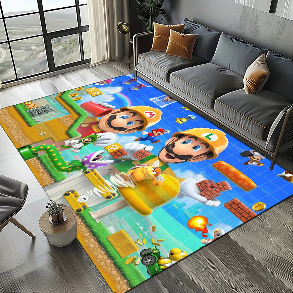 Retro koberec s motivem Mario, koberec do obývacího pokoje, ložnice, na pohovku, rohožka, dekorace, podlahová podložka pro děti
