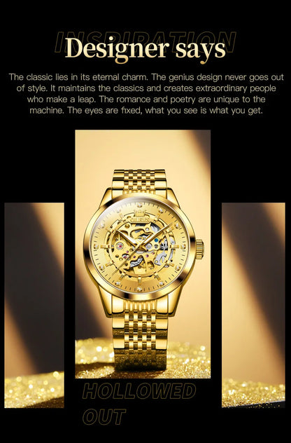 OLEVS 9920 Original Skeleton Men's Watches Solid Stainless Steel Waterproof Luminous Man Watch Luxury Automatic Mechanical Watch