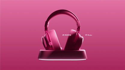 Auriculares gaming inalámbricos MCHOSE V9 Turbo con sonido envolvente 7.1, RGB, auriculares esports con drivers de 60mm, micrófono con cancelación de ruido y base de carga