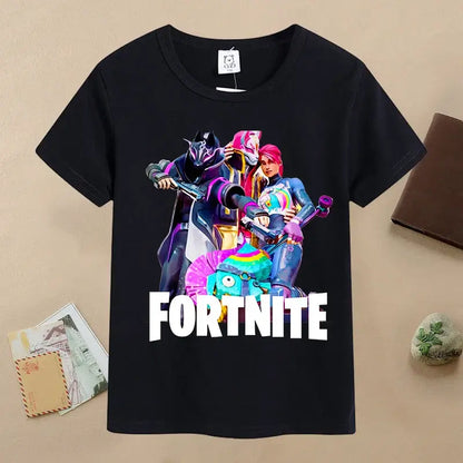 Summer Fortnites Children T-shirt Cartoon Game Figure Printed T-shirt Boys Casual Sports T-shirt Short Sleeves Kids Clothing