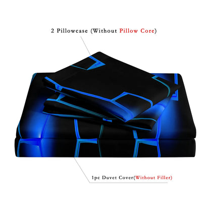 Conjunto de Capa de Edredão 3D Geométrica com Padrão Hexagonal em Favo de Mel, 3 Peças, Roupa de Cama em Poliéster Colorido com Impressão Digital e Fecho de Correr