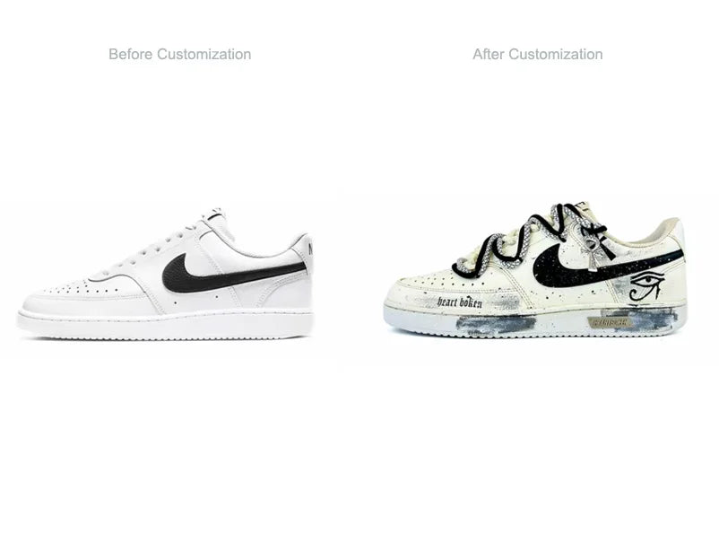 Custom Sneakers Nike Court Vision 1 Low "Eye of God 2.0" Distressed Splatter Men's SkateboardingSneakers