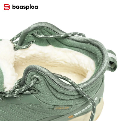Baasploa Winter Women Sneakers Plush Warm Snow Boots Non-Slip Waterproof Shoes Women Outdoor Boots Walking Shoes