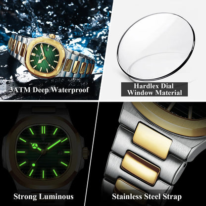 POEDAGAR Square Luxury Watch For Woman Waterproof Luminous Date Ladies Wristwatch Stainless Steel Fashion Quartz Women's Watches