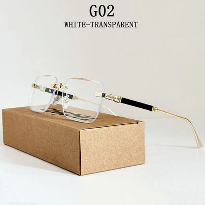 Čtvercové sluneční brýle pro ženy, trendy vintage designové bezrámové sluneční brýle pro muže, módní brýle na dovolenou, Lentes De Sol Mujer