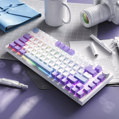 AJAZZ AK820 75% kabelgebundene mechanische Tastatur: Hot-Swap-fähig, RGB-/Weiß-/Eisblau-Hintergrundbeleuchtung, Steuerung per Lautstärkeregler | Für Büro & Gaming