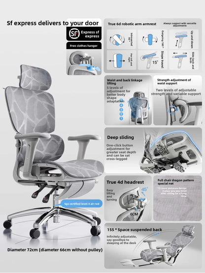 Ergonomic Office Chair with Lumbar Support, Adjustable Height Gaming Chair, Comfortable Computer Chair with Swivel Recliner Design for Home & Office