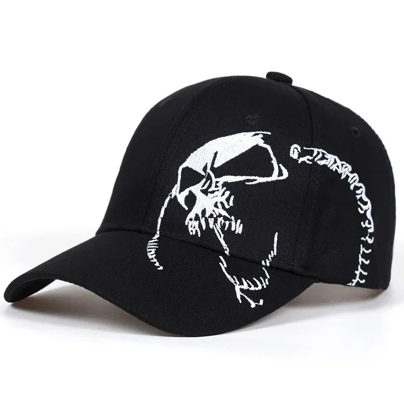 Casquette de baseball unisexe à motif brodé et design squelette, ajustable, pour le plein air, printemps et automne, chapeau décontracté de protection solaire