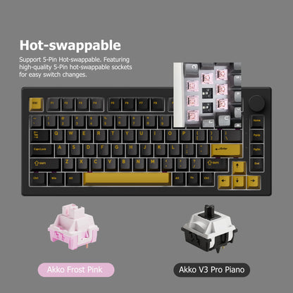 Akko 5075 V3 Keyboard 75% ANSI-US With Volume Hot-swappable RGB USB Type-C/2.4g&BT5.0 Tri-mode Custom Gaming Mechanical Keyboard