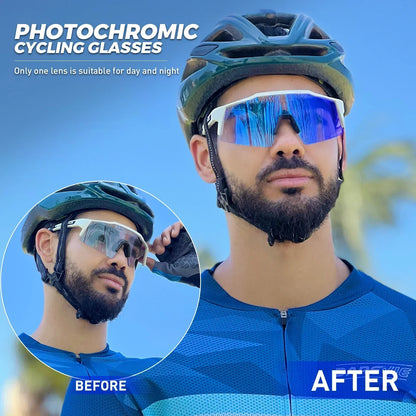 KAPVOE Fotochromatické cyklistické sluneční brýle pro muže – módní brýle na horská kola, silniční kola, rychlostní jízdu – stylové brýle pro sportovní MTB cyklistiku