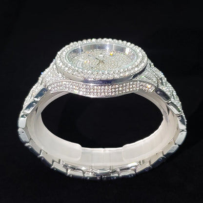 Men's Gold Quartz Watches Calendar Week Display Diamond Watch For Man Dropshipping
