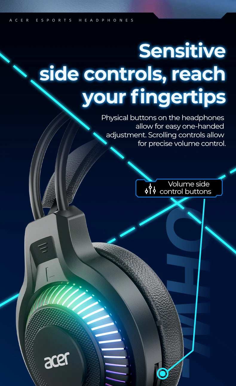 Auriculares Gaming com Fio RGB e Microfone – Headset Gaming com Som Surround de Baixa Latência, Iluminação RGB Elegante, Isolamento de Ruído e Ajuste Confortável