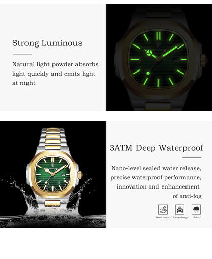 POEDAGAR Square Luxury Watch For Woman Waterproof Luminous Date Ladies Wristwatch Stainless Steel Fashion Quartz Women's Watches