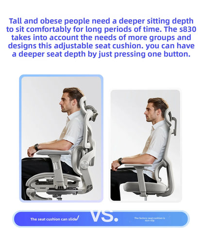 Stable Ergonomic Office Chair with Lumbar Support, Adjustable Height Computer Chair, Gaming Chair with Waist Protection, Swivel Desk Chair