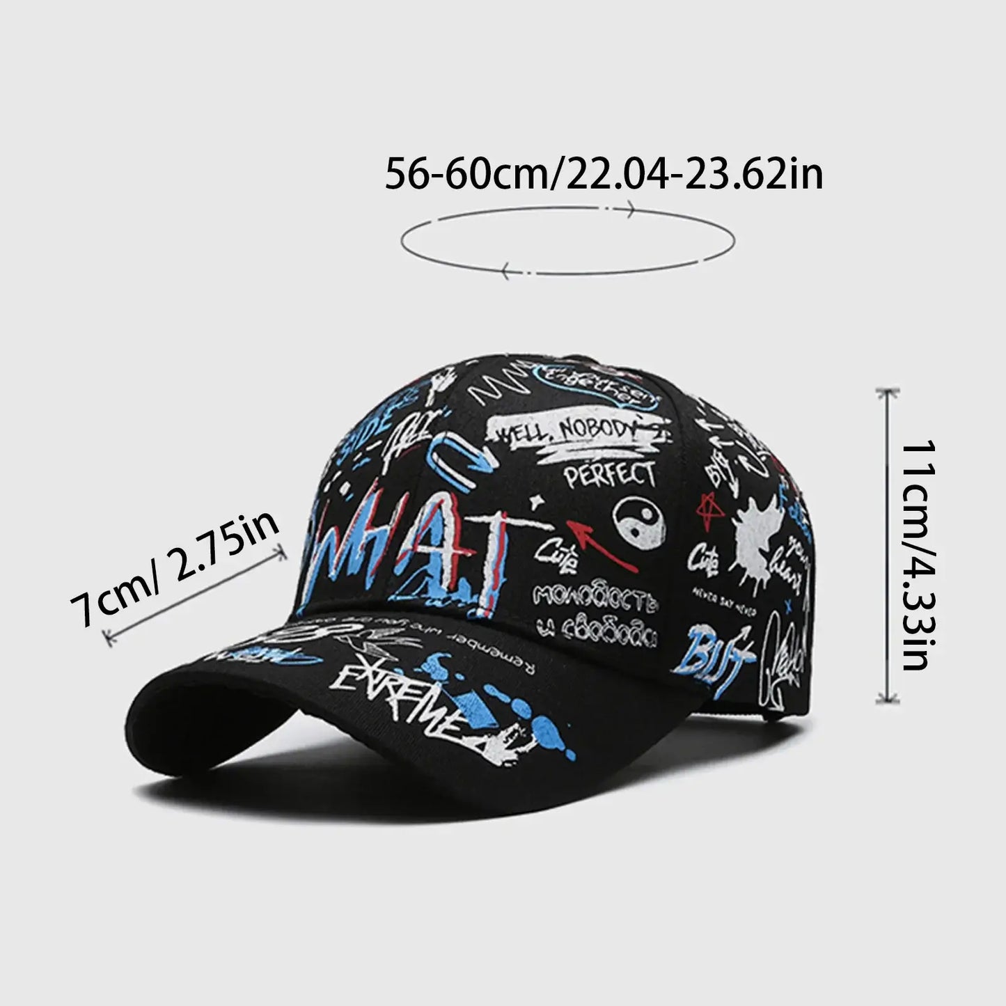 Produit gaming premium Fraquane, produits de luxe, nouvelle génération, équipement gamer, Graffiti Print Baseball Cap Adjustable Sun Protection Breathable Hat for Outdoor Activities Fishing Camping