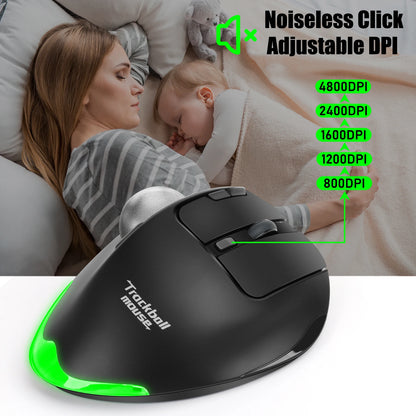 Lefon F33/F26C/F35B Trackball Mouse/ Bluetooth Ergonomic Mouse 2.4G Wireless Rechargeable Rollerball Mice for PC Office Drawing