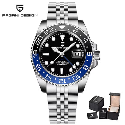 GMT Wristwatch PAGANI DESIGN Automatic Watch 40mm Mens Watch Top Brand Mechanical Watch 100M Waterproof Luminous Watches PD-1662