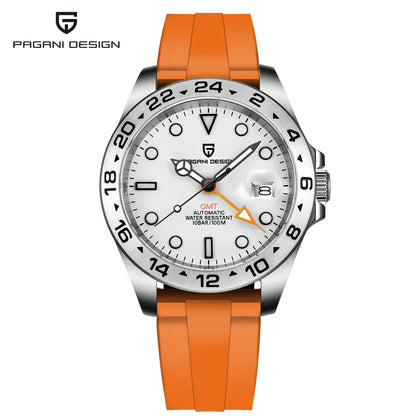 PAGANI DESIGN GMT Watch Automatic Mechanical Watch Stainless Steel Luxury Sapphire 100m Waterproof Clock Reloj Hombre PD1682