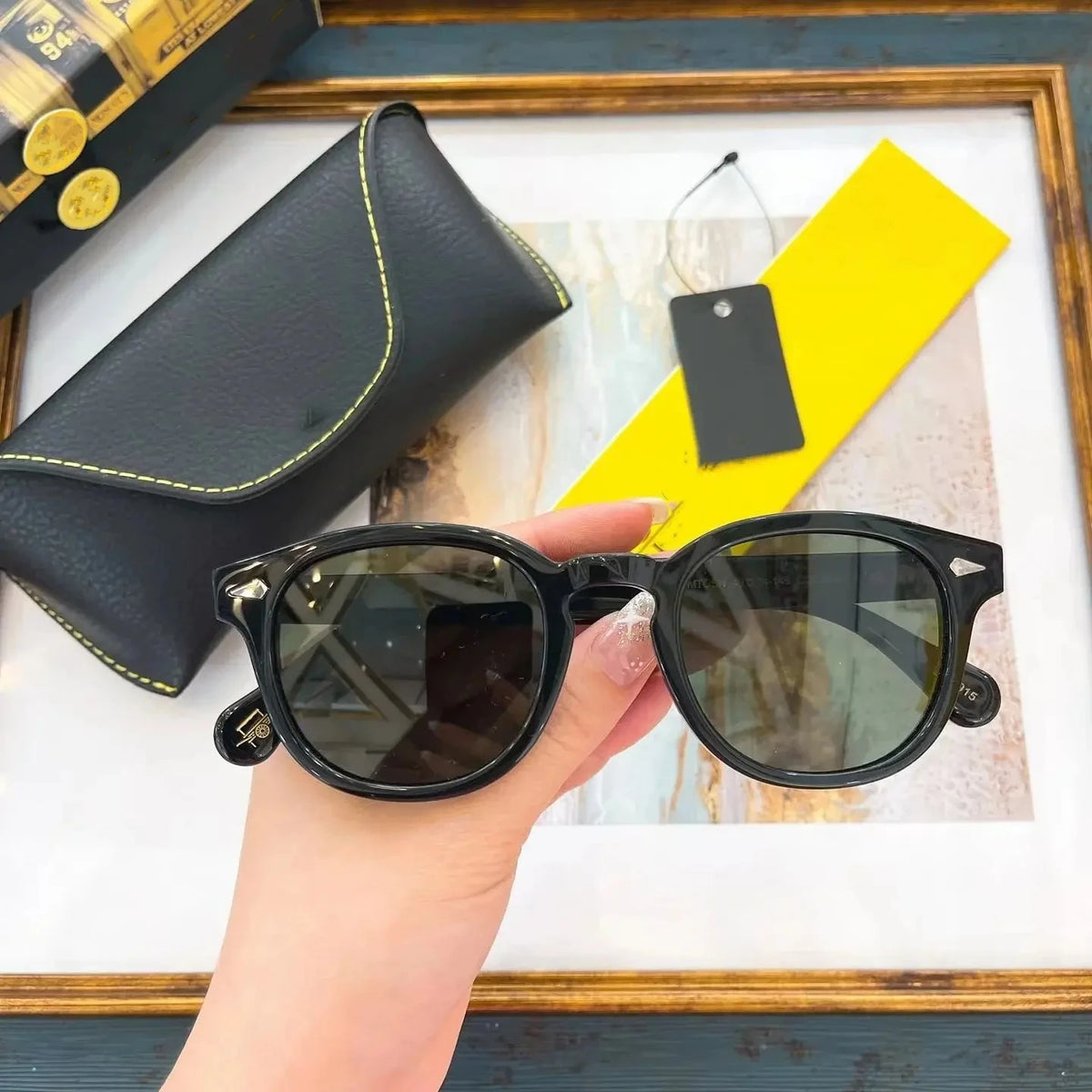 Lunettes de soleil polarisées Johnny Depp LEMTOSH Premium tendance pour homme et femme, montures vintage en acétate, carrées, pour homme et couple