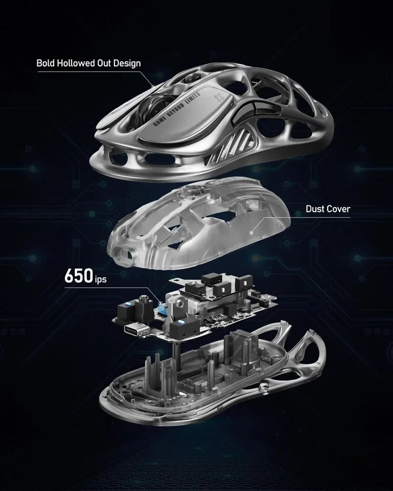 New GravaStar M1 M2 Wireless Magnesium Alloy Gaming Mouse PAW3395 4K 26000DPI Bluetooth 2.4G Wired Hollow Design Gamer Mouse