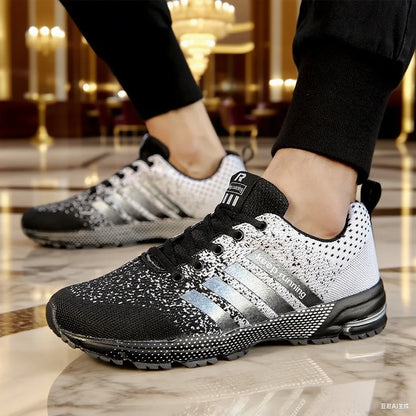 Men Running Shoes Mesh Fashion Sneakers Breathable Casual Sport Shoes Outdoor Walking Jogging Tennis Shoes Athletics Plus Size