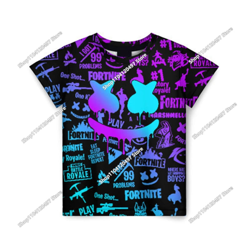Fortnite Adult Children's Clothing 3D Digital Printing Loose Large Size Short-sleeved T-shirt Kids Summer Tee Tops