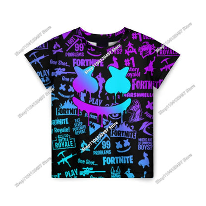 Fortnite Adult Children's Clothing 3D Digital Printing Loose Large Size Short-sleeved T-shirt Kids Summer Tee Tops