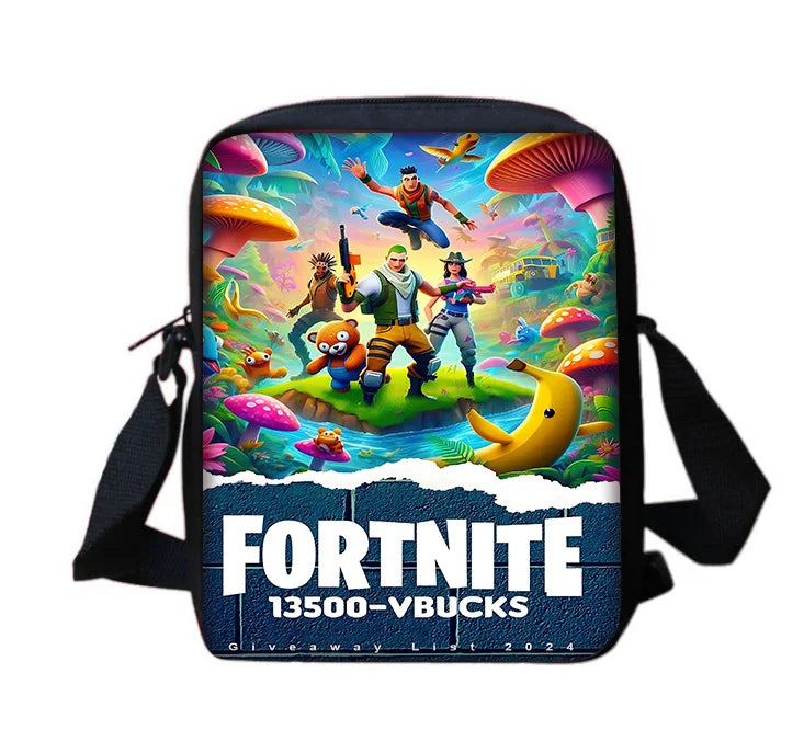 Mochila Escolar Infantil com Mala de Ombro e Estojos para Lápis, Malas Escolares com Design Hot Game-F-FortniteS para Rapazes e Raparigas, Melhor Presente