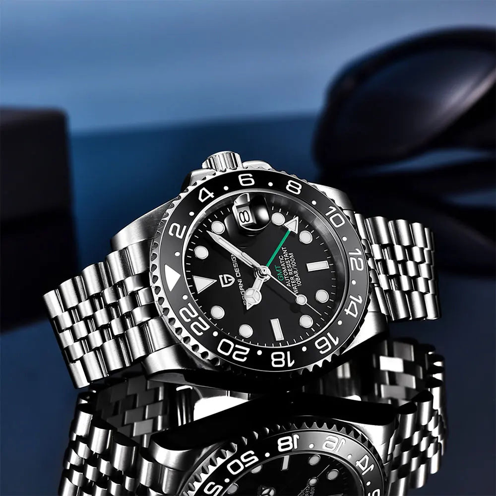 Man Watch PAGANI DESIGN GMT Men Mechanical WristWatch Luxury Sapphire Glass Waterproof 40mm Automatic Watch for Men Reloj Hombre