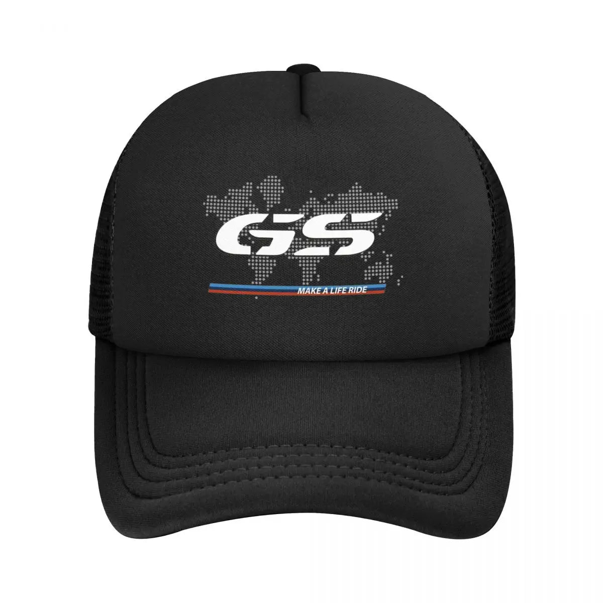 GS Weltkarte Motorrad-Trucker-Cap Herrenmode-Hüte Sonnenkappen Angelhut Atmungsaktive Baseballkappen aus Polyester-Netzgewebe für den Sommer