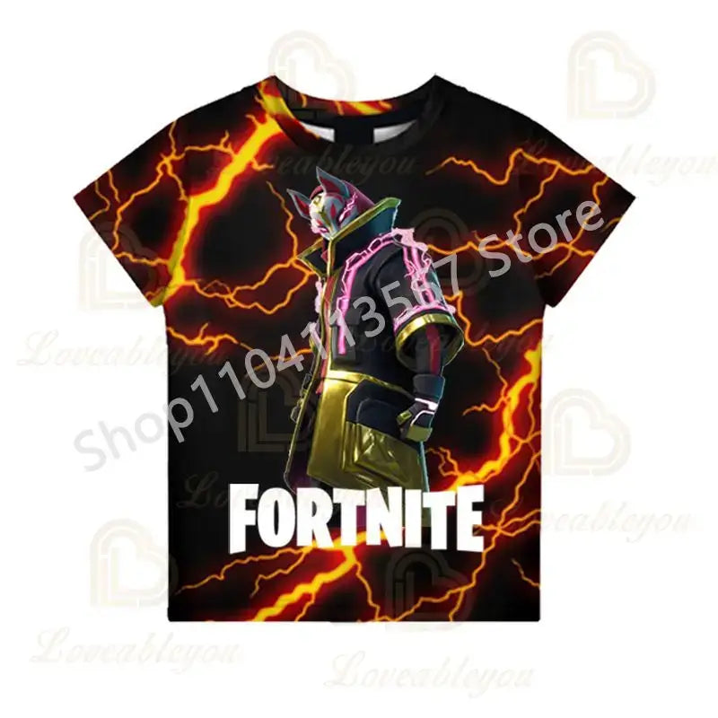 Children 100-160cm Hot Sale F-Fortnited Summer Boy T-shirt for Toddler Baby Funny Game T Shirts Fashion Girls Boys Birthday Gift