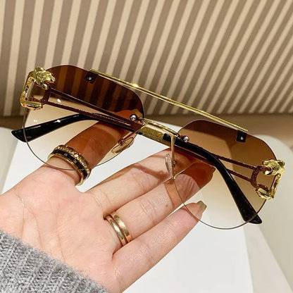Dámské sluneční brýle bez obrouček, luxusní značkové, vintage, UV400, pánské sluneční brýle, Lunette, Shades De Soleil, Femme, Gafas De Sol Mujer, Lentes