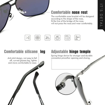 Huippulaatuiset alumiini-magnesium-neliönmuotoiset polarisoidut fotokromaattiset aurinkolasit miehille – sotilas-, turva- ja ajolasit Oculos De Sol Masculino